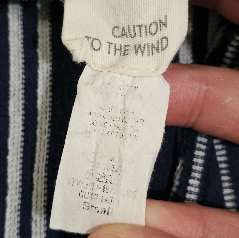 Caution to the Wind Women’s Small Navy White Striped Linen Jumpsuit Coastal - Picture 4 of 5